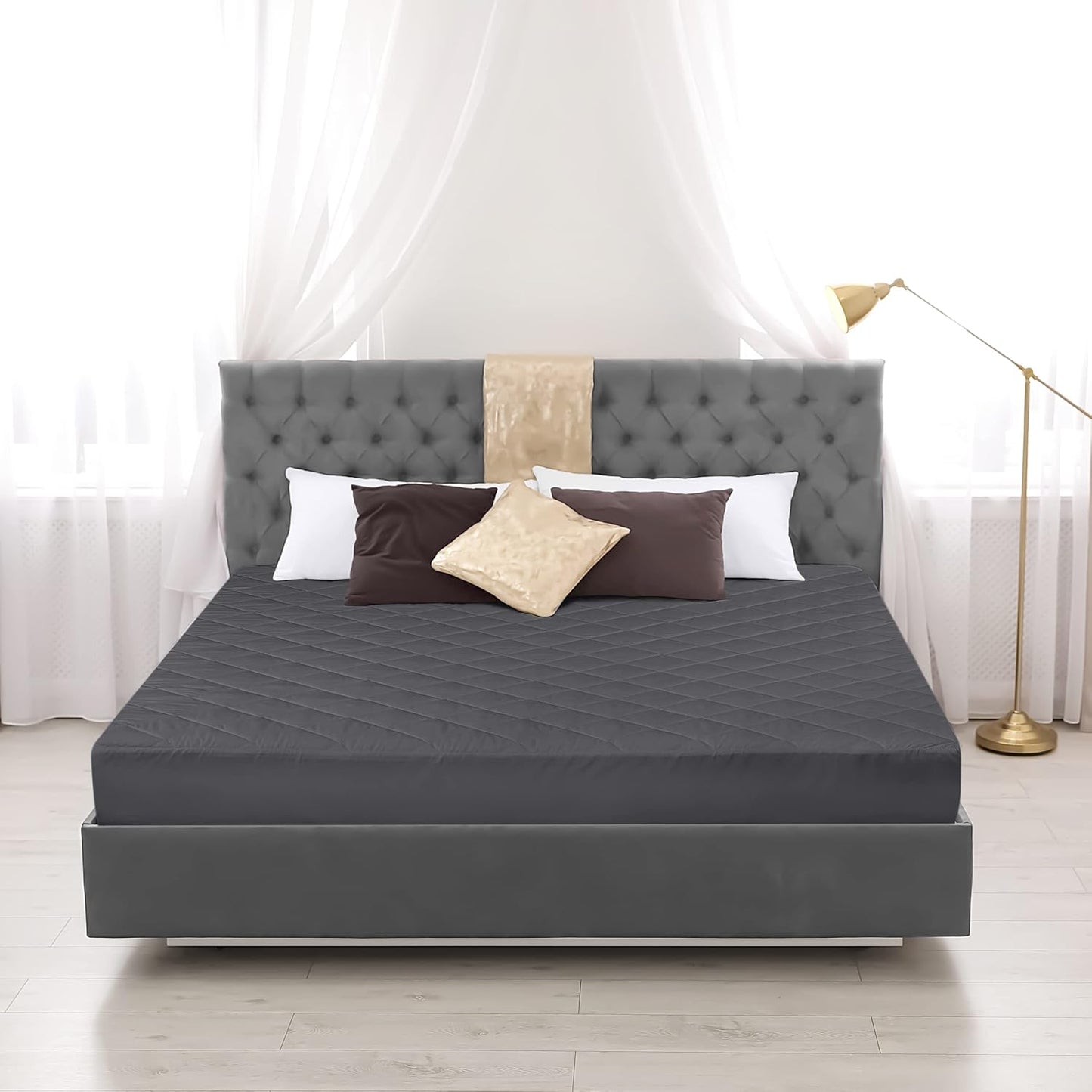 Utopia Bedding Quilted Fitted Mattress Pad - Queen Size, Elastic Cover, Machine Washable, Grey | Pack of 2
