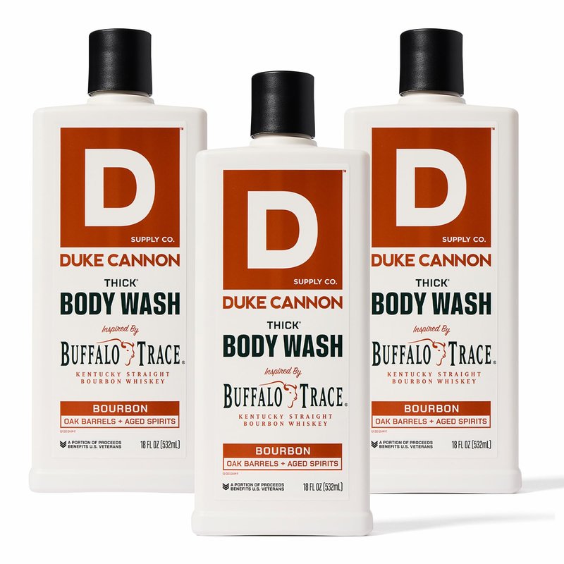 Duke Cannon Bourbon THICK Body Wash â Oak Barrel & Aged Spirits Scent, Mineral-Enriched, Sulfate-Free, 18oz â 3X Thicker for a Powerful Clean (3 Pack)