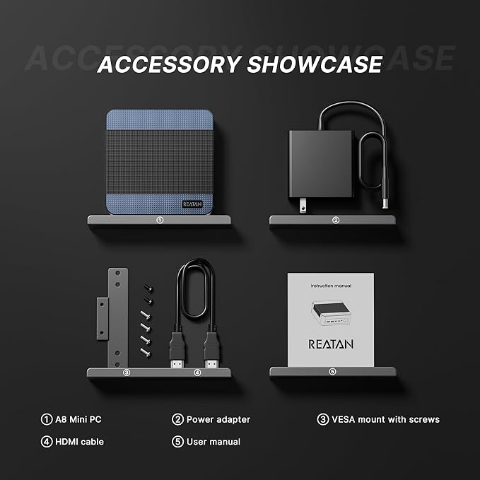 Reatan A8 Mini PC AMD Ryzen 7 8745H 16GB RAM DDR5 1TB SSD 8C/16T,up to 8K Quad-Screen Displays, WiFi 6E, OCuLink Mini Gaming Computers Home Theater Office Business