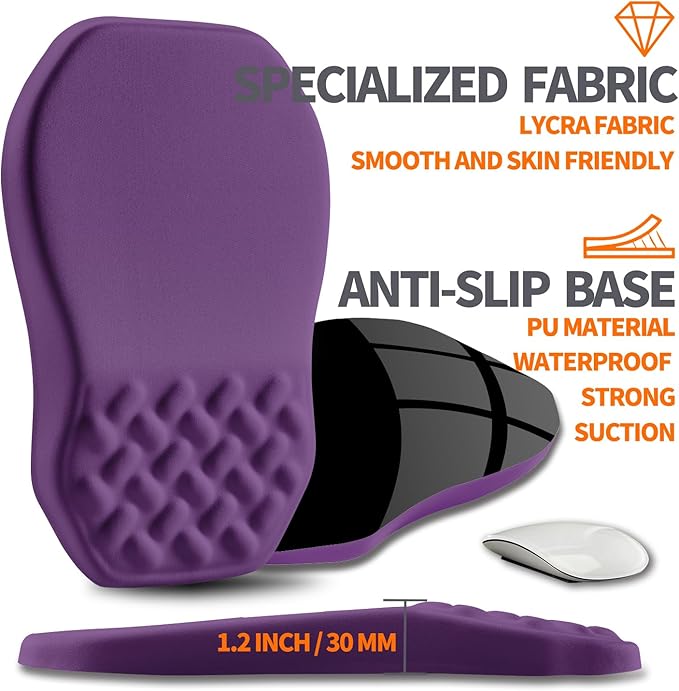 Armanza Ergonomic Slope Mouse Pad Wrist Support, Wrist Rest Mousepad for Carpal Tunnel Pain Relief with Massage Bulge and Slow Rebound Memory Foam (12x8 inch, Deep Purple)