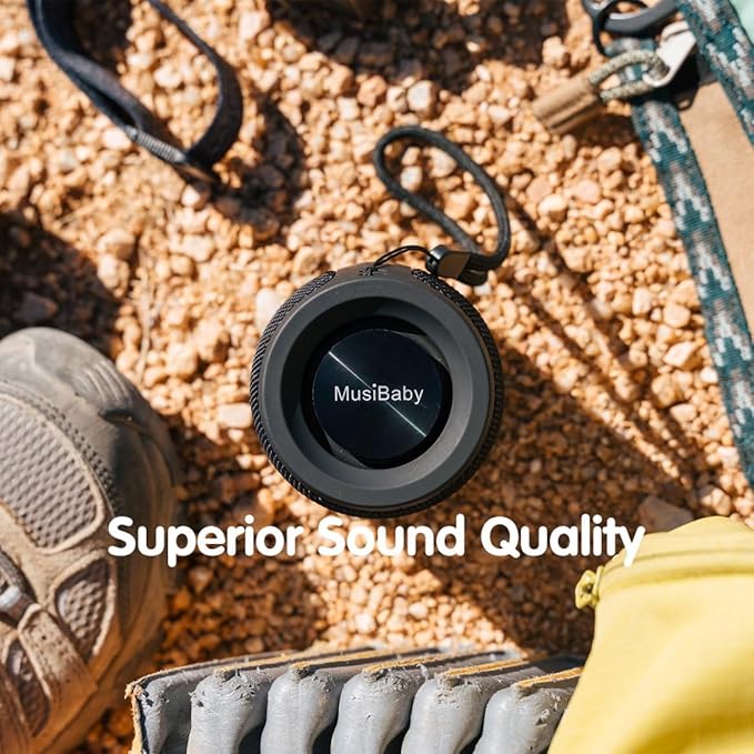 Musibaby M68 Portable Bluetooth Speaker, 12W, IPX5, FM, USB/AUX, Black