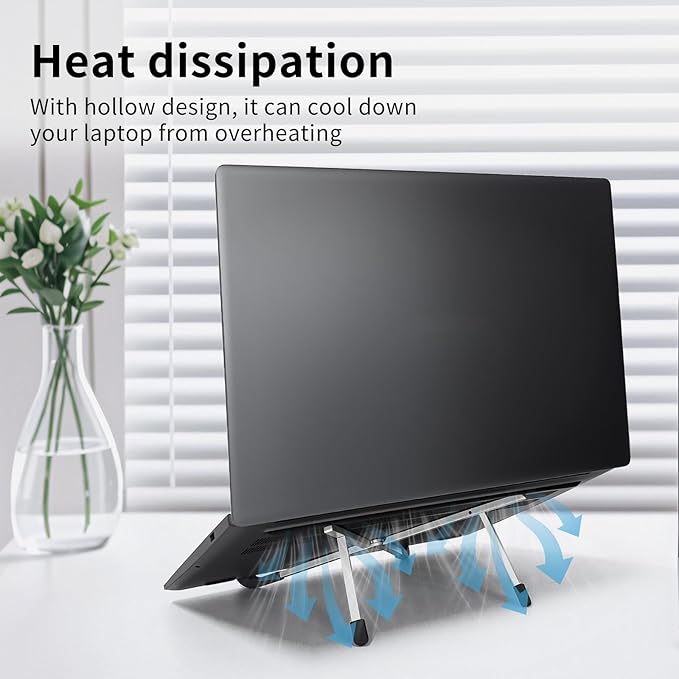 VECOFO Protable Laptop Stand for Desk,Foldable Laptop Riser Holder,Ventilated Cooling Notebook Mount Computer Stand for 10-15.6” Laptops,Tablets,Aluminum