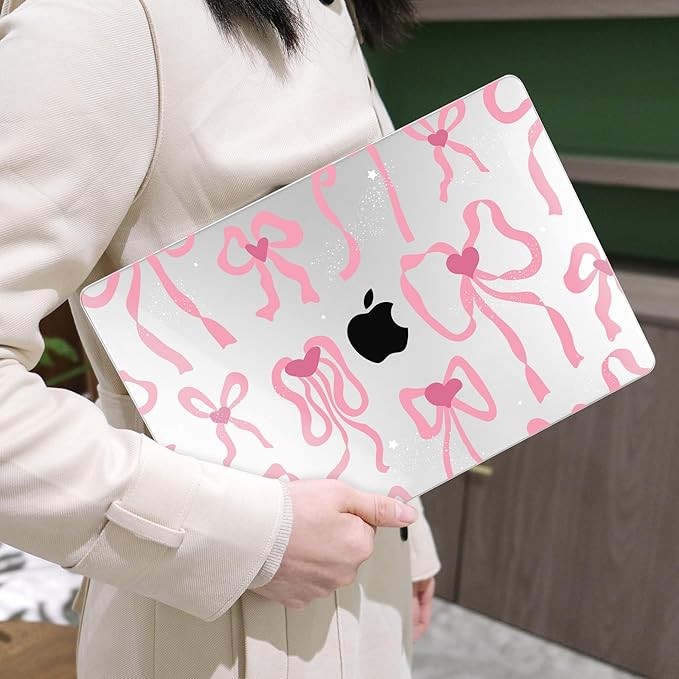 MEEgoodo for M5/M4/M3/M2 MacBook Air 15 inch Case 2026 2025 2024 2023, Case Fit Model (A3448/A3241/A3114/A2941) for MacBook Air 15.3 inch, Coquette Ribbon Bow