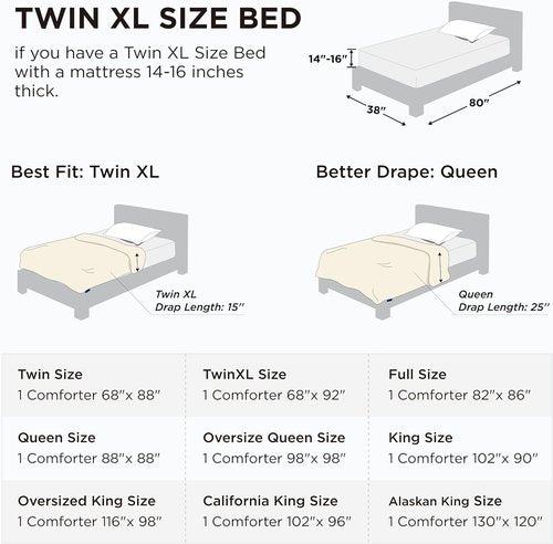 Bedsure Comforter Duvet Insert - All-Season Twin XL Quilted Bedding, GentleSoft Down Alternative, Black 92 x 68 Inches