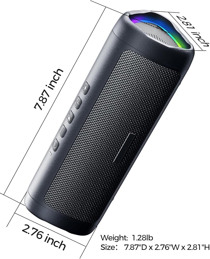 Bluetooth Speaker, 20W HD Sound, Portable Wireless, IPX5 Waterproof, Up to 24H Playtime, TWS Pairing, for Home/Party/Outdoor/Camping/Beach Essentials, Electronic Gadgets, Birthday Gift (Black)