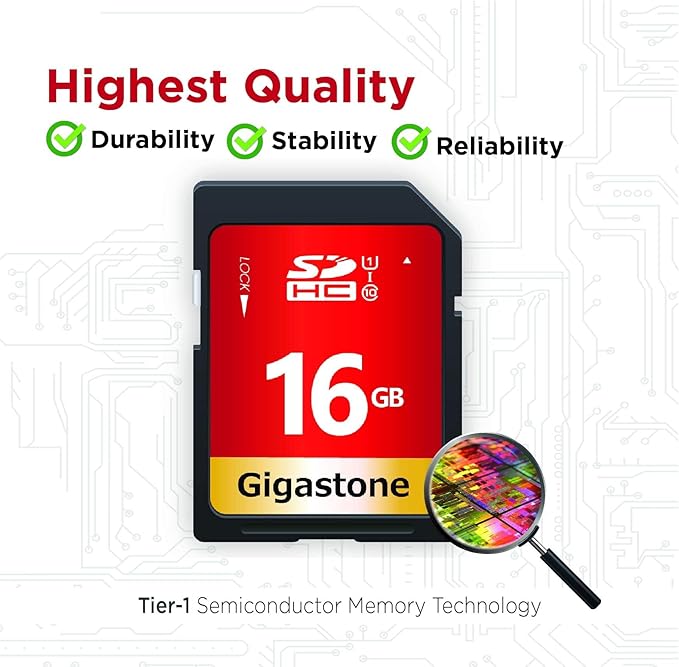 GIGASTONE 16GB SD Card 100-Pack UHS-I U1 Class 10 SDHC Memory Card High Speed Full HD Video Compatible with Digital Camera, SPYPOINT TACTACAM Trail