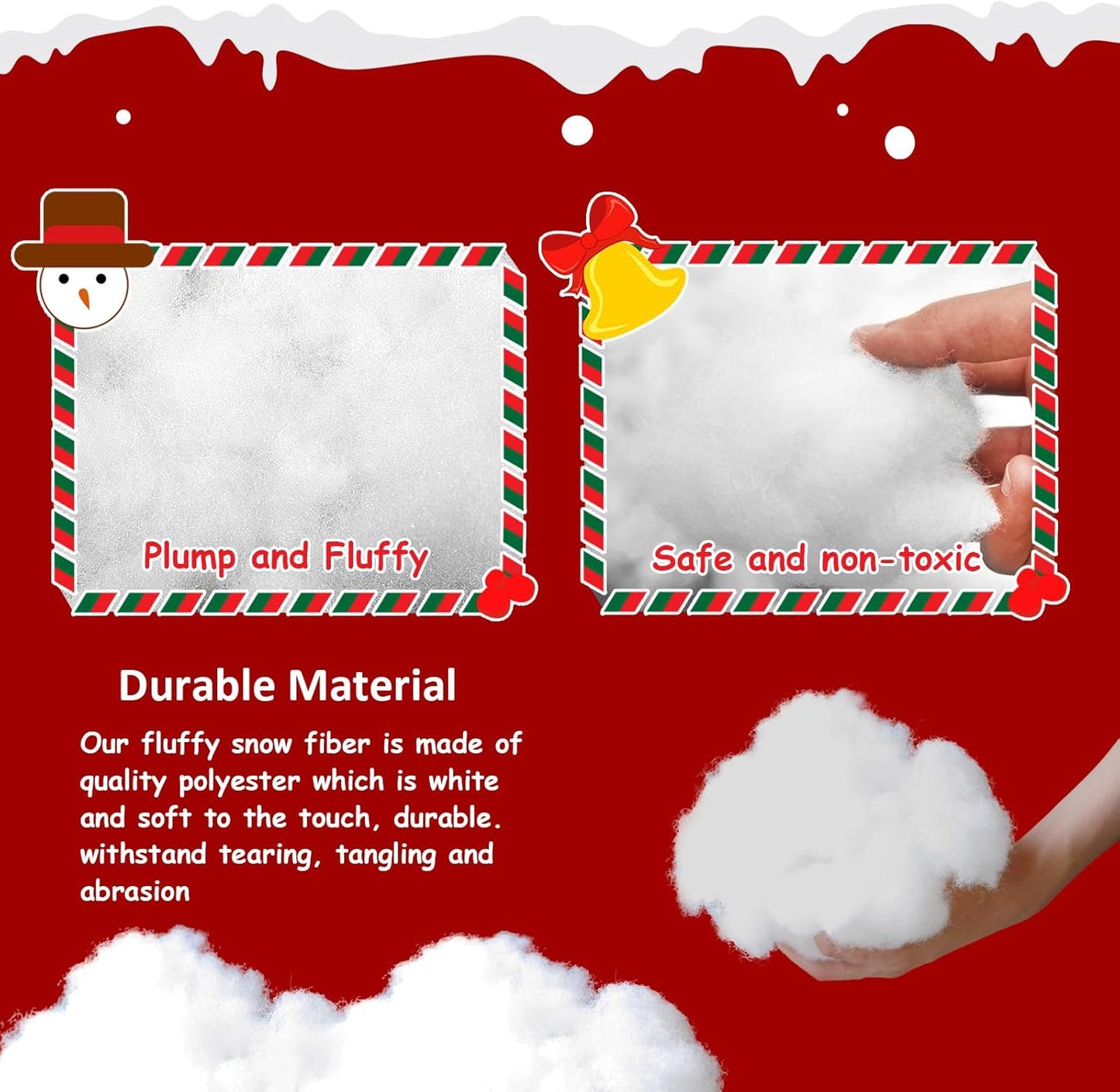 Skiennix Christmas Fake Snow Decoration - 17.6 Oz Fluffy White Artificial Snow for Holiday Decor