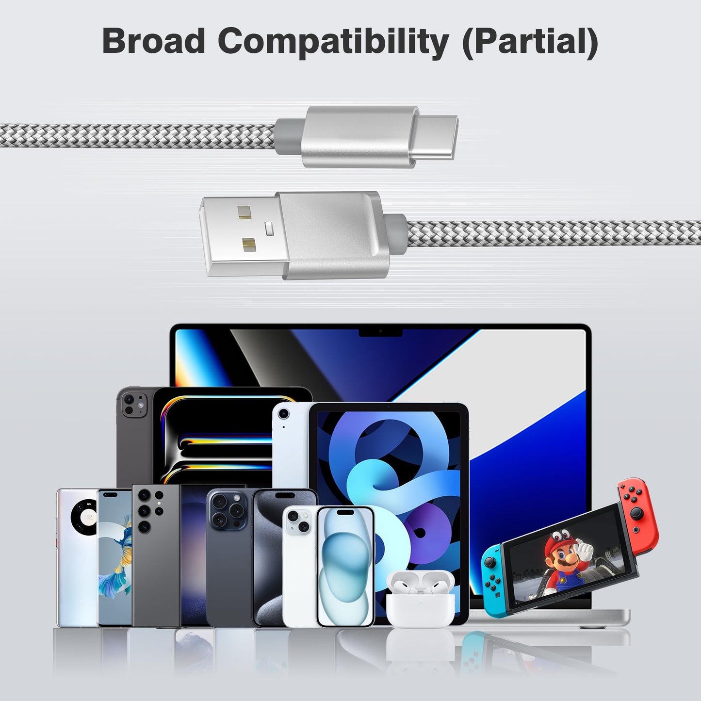 Elebase iPhone 17 17e Pro Max Charging Cable 1.5/3.3/6.6FT 3Pack,USB A to Type C Car Charger Cord,USBC Carplay Cable for New Apple 16 Plus iPad 10 Mini 7 Air 8,Airpods,Samsung Galaxy S26 S25 A17 Ultra