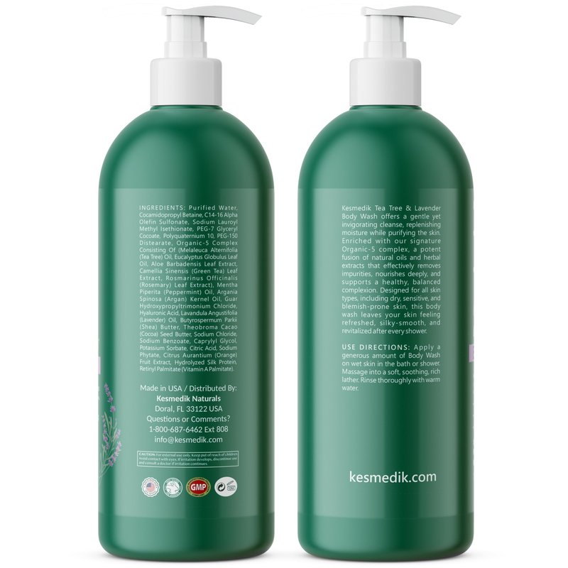 KESMEDIK Tea Tree Lavender Body Wash MaxTherapy, Itchy Skin Relief, Antifungal Defense, Fights Body Odor, Soothes Jock Itch & Athlete's Foot, Intimate Wash, Men & Women, 16 fl oz, Limited Edition