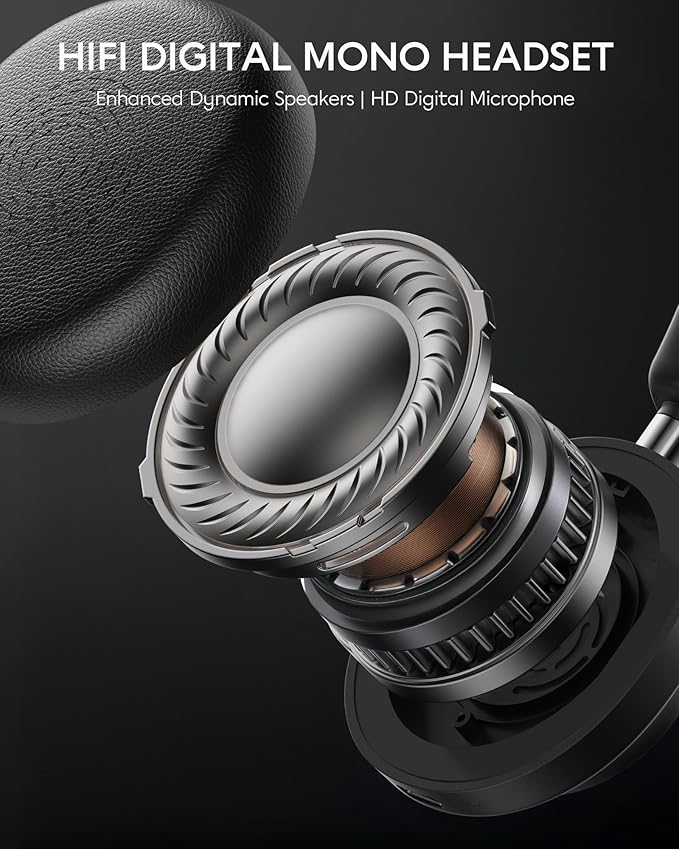 Rownfusny Bluetooth Headphones Wireless Headset with Mic for Work-V5.3 Computer Headsets with Noise Reduction Microphone, 2.4Ghz USB Dongle & Mute Button for PC, Laptop, Office, Home