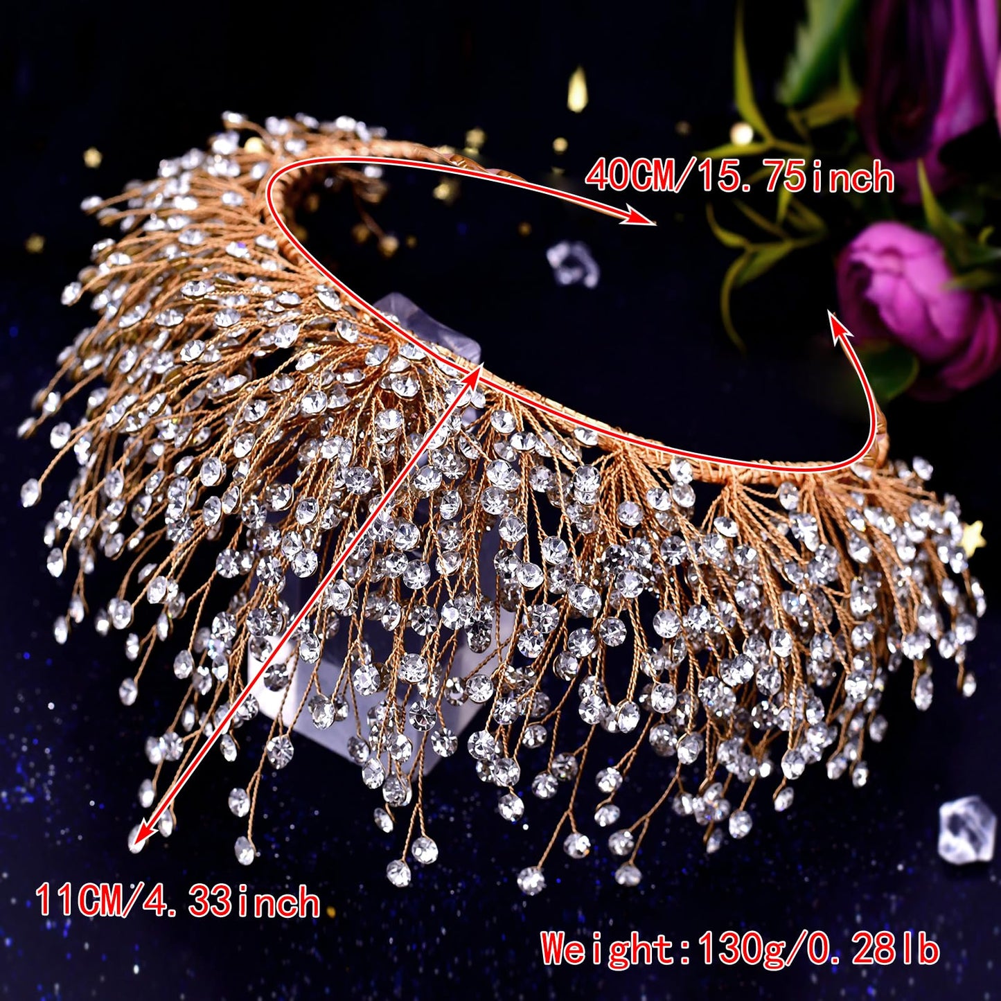 TRiXY Bridal Wedding Headband Crystal Tiara Crown,Queen Tiaras and Crowns,Wedding Bride Crowns For Birthday Party Wedding Pageant Hair Accessories (Golden/ Single crown), (HP193)