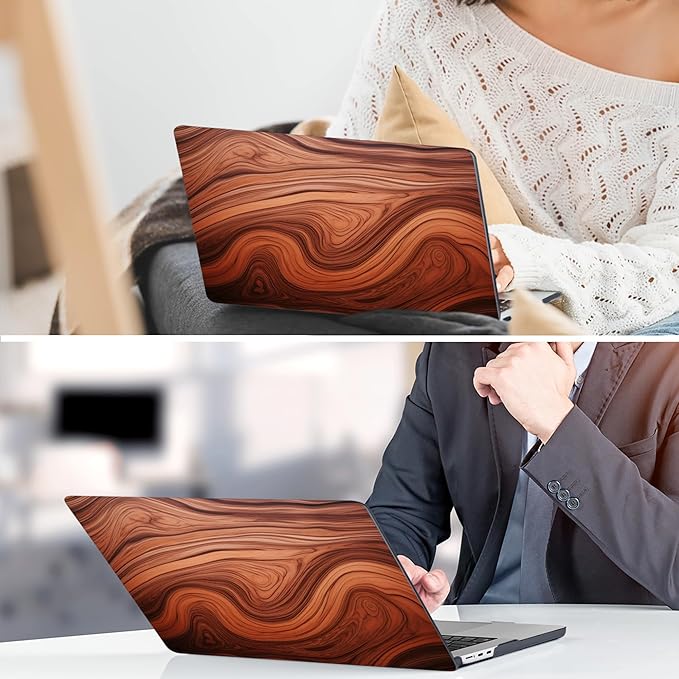 TWOLSKOO for MacBook Air 13 inch Case M5 2026 M4 2025 M3 M2 2024-2022 A3449 A3240 A3113 A2681, Plastic Hard Shell & Keyboard Cover & Type C for MacBook Air 13.6 inch Case, Wood Grain