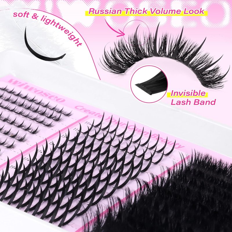 Bottom Lash Clusters Kit - Mega Volume Spiky Eyelash Extensions with Clear Bond & Seal | Fairy Style