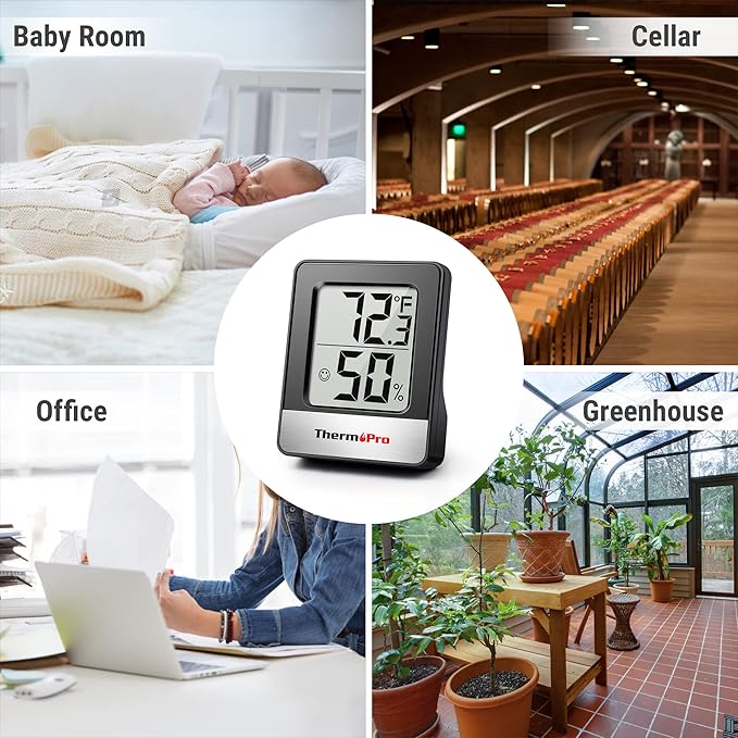 TempPro TP49 Digital Hygrometer Indoor Thermometer Humidity Meter Room Thermometer with Temperature and Humidity Monitor Mini Hygrometer Humidity Meter (Previously ThermoPro)