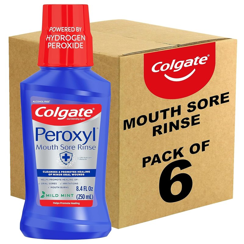 Colgate Peroxyl Antiseptic Mouth Rinse - Alcohol-Free Mild Mint, 8.45 oz | Pack of 6