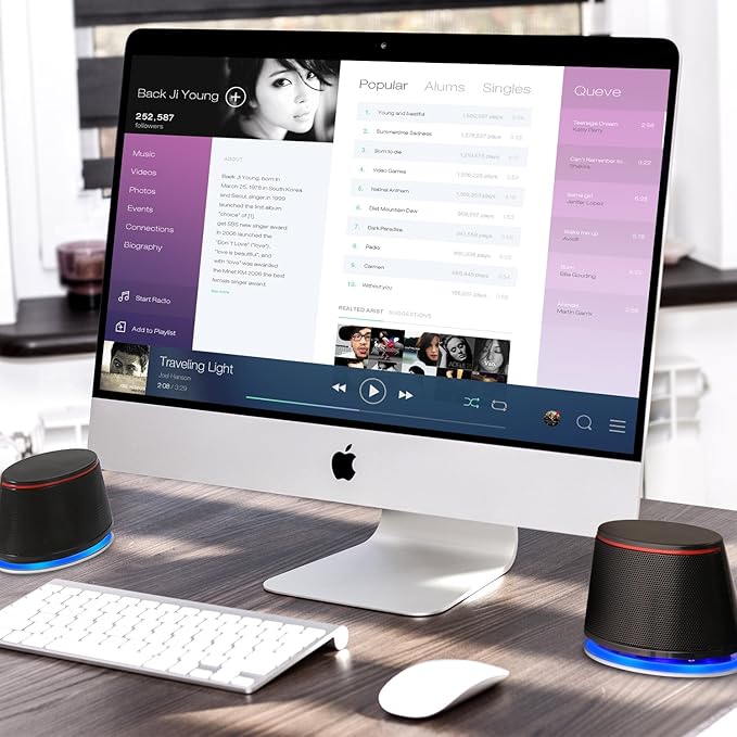 Sanyun SW102 Computer Speakers, 5Wx2, Deep Bass from Compact Cabinet, Stereo 2.0 USB Powered 3.5mm Aux Multimedia Speakers, Built-in Passive Bass Radiators, PC Laptop Desktop Speakers, Black