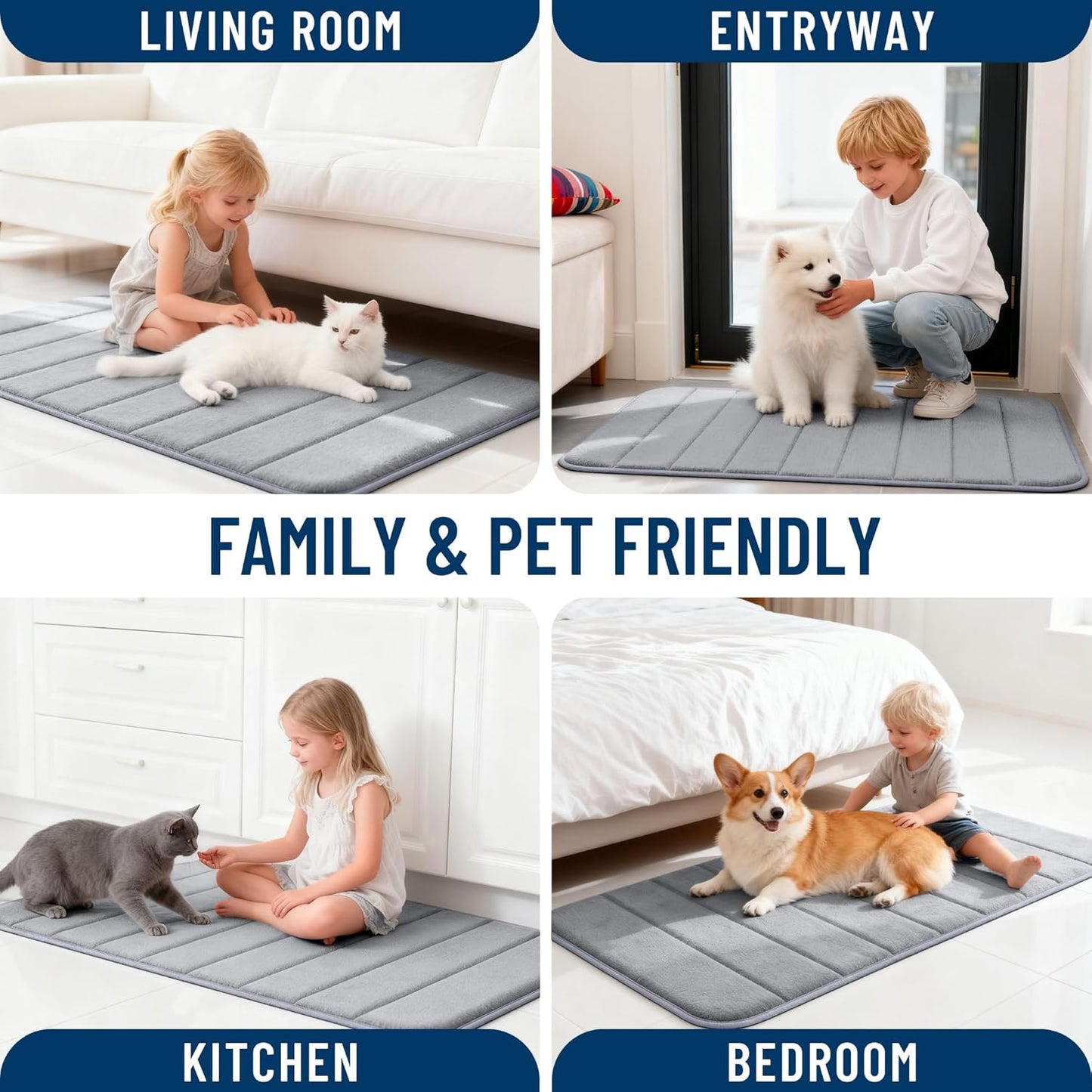 OLANLY Memory Foam Bath Mat - Super Soft & Absorbent | Quick Dry, Machine Washable, 24x16, Grey