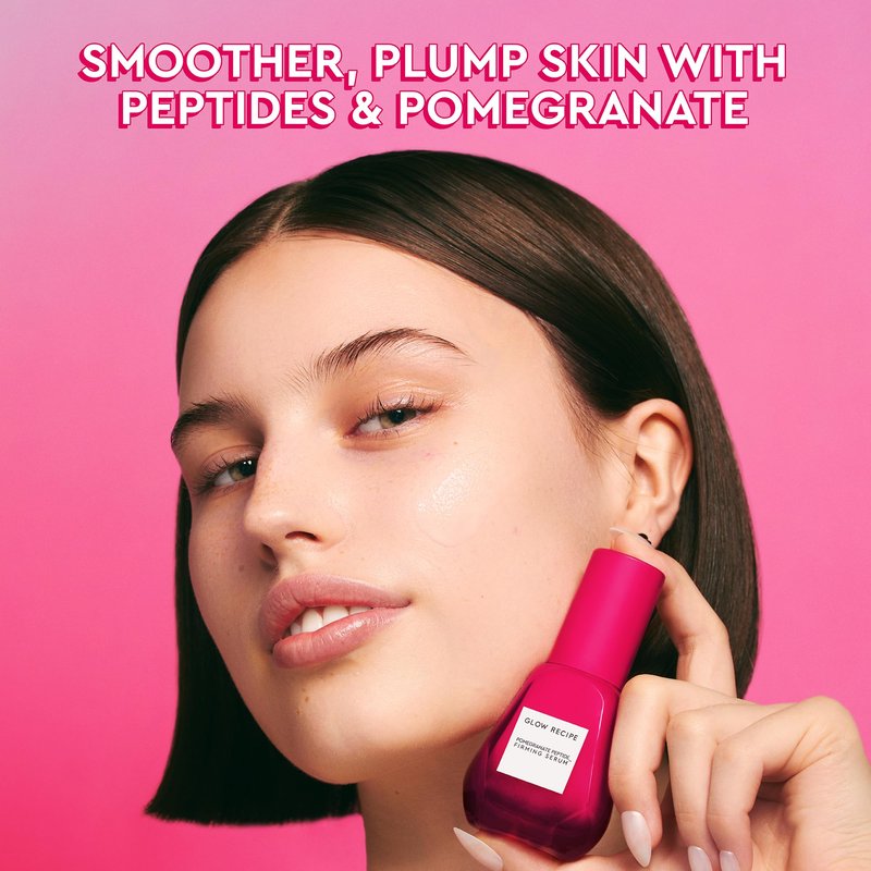 Glow Recipe Pomegranate Copper Peptides Face Serum - Plumping, Firming Multi Peptide Anti Aging Serum for Women & Men + Hydrating Hyaluronic Acid to Smooth Lines, Support Collagen & Skin Elastin, 30ml