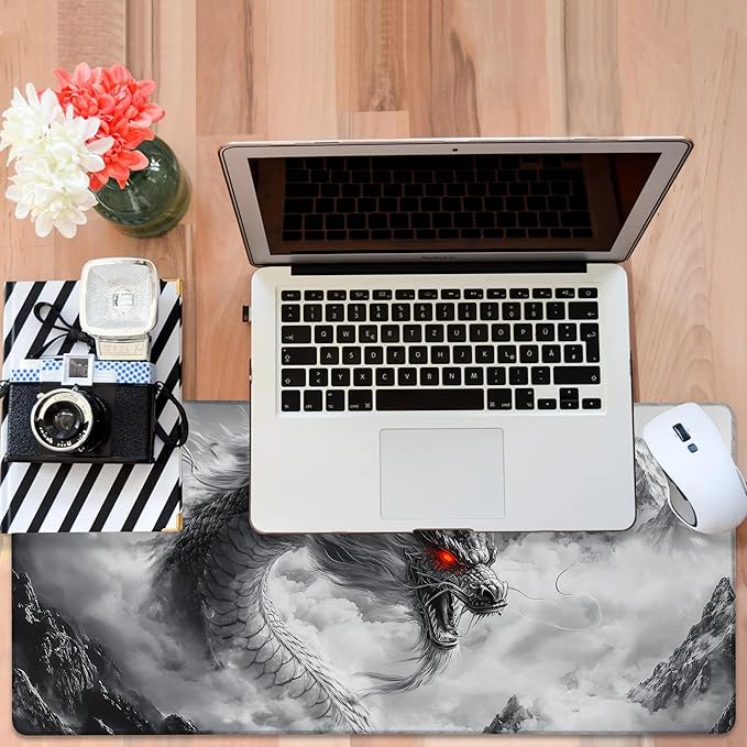 NITAHHHY Large Mouse Pad Chinese Dragon Gaming Desk Pad Computer Keyboard Non-Slip Waterproof Mouse Mat with Rubber Base and Stitched Edges Entertainment Office Writing Desk Mat 35.4 x 15.7 Inches