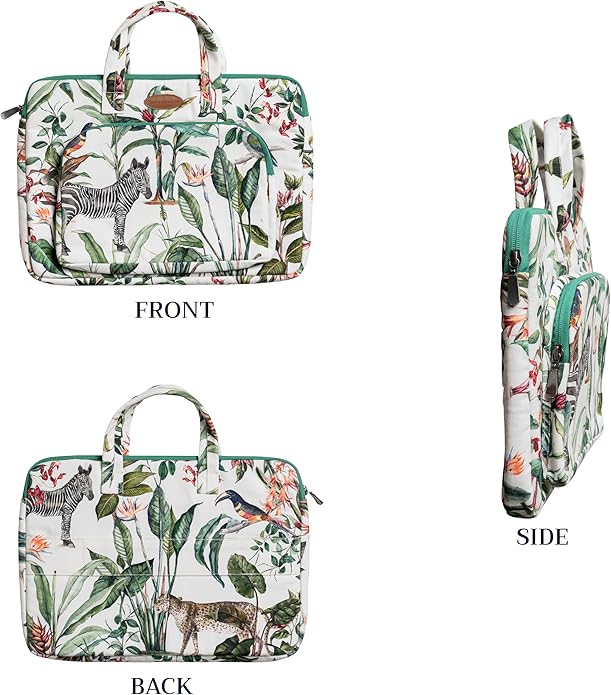 Maison d'Hermine Laptop Bag with Pocket Upto 13.5 inch Stain and Water Repellent Cotton Canvas Spring Summer (Wild)