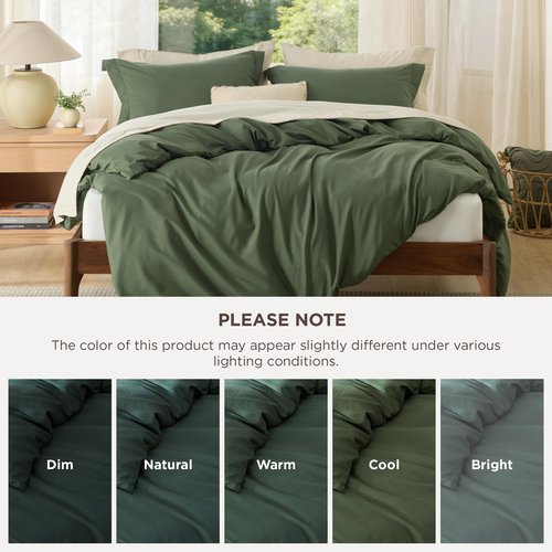 Bedsure Duvet Cover Oversized King Size - Soft Double Brushed Bedding Set for Kids & Adults, Zipper Closure, 3 Pieces, Includes 1 Duvet Cover (120"x98") & 2 Pillow Shams, NO Comforter, Olive Green