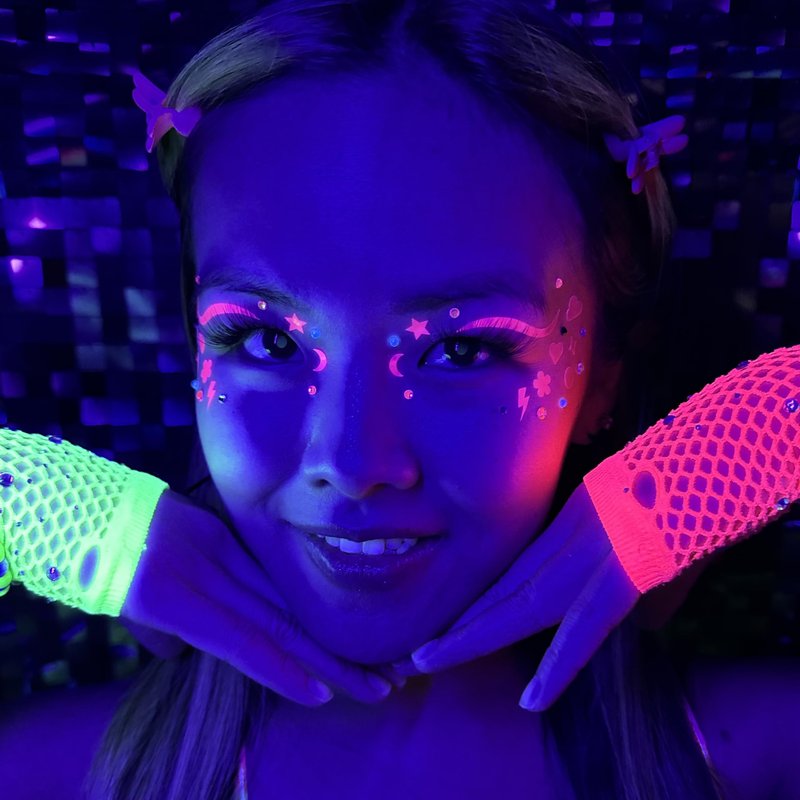 Pink holographic eye makeup stickers