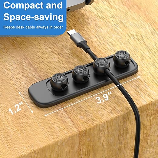 Wanheart Magnetic Cable Management, Cord Holder for Desk, 2 Sizes (4.2mm & 5mm), Multipurpose Magnetic Wire Clips for Lightning, USB-C, Micro Cables â Stick to Metal, Wood, or Glass (Basic Set)