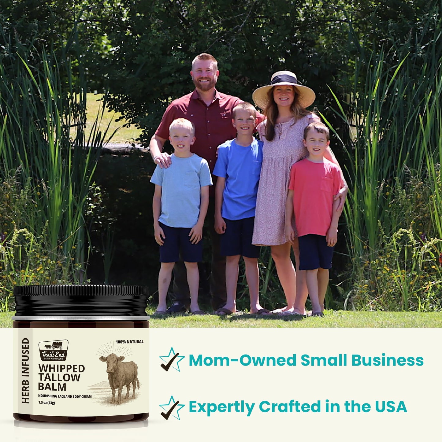 Handmade Whipped Tallow Balm - Unscented - Grass Fed & Finished - Infused Organic Jojoba oil - Natural Body Butter for Face, Body & Sensitive Skin (Eczema, Rosacea, Infant to Adult)