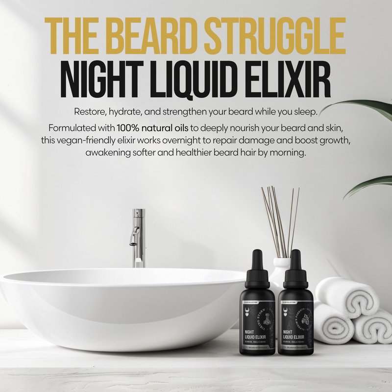The Beard Struggle - Beard Growth Oil - Asgardian Secret, Gold Collection (1 Fl oz) - Night Liquid Elixir - Beard Oil for Men - Softens, Moisturizing, & Healthier Beard Growth