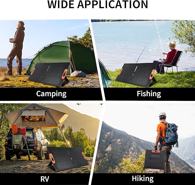 VLAIAN 100W Portable Solar Panel for Power Station Generator,100 Watt Foldable Solar Panel Charger with MC4 Output,3-in-1 DC Connector,23.5% High Efficiency for Outdoor Camping RV Travel(100W)