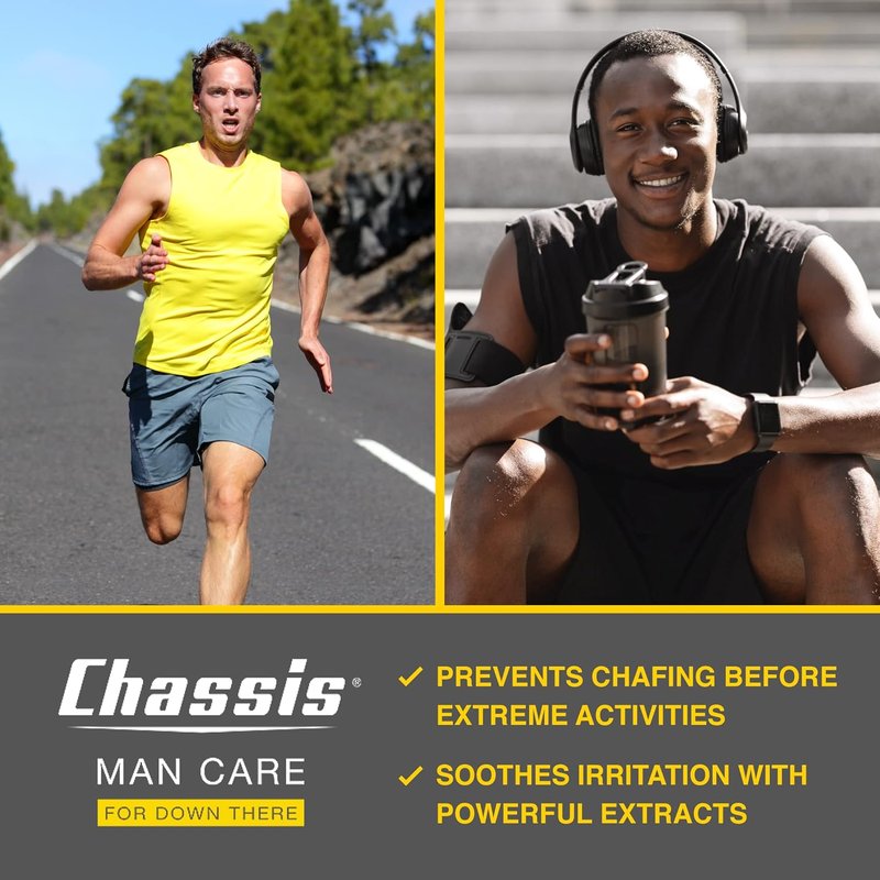 Chassis Talc-Free Body Powder for Men - Unscented Moisturizing Skin Protectant Bundle