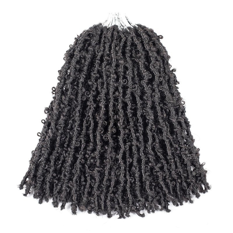 GUOHUI Super Light Butterfly Locs Crochet Hair 12 Inch 6 Packs Pre-Looped Soft Distressed Faux Locs Braids for Women Kids (12 Inch,2#)