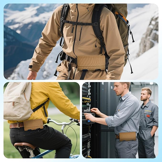 Mopaclle Nylon Phone Holster with Heavy Duty Metal Belt Clip and Card Holder, Compatible with iPhone 17/16/15/14/13 Pro Max,17 Air and Galaxy S26/S25/S24/S23/S22 Plus and FE - Khaki