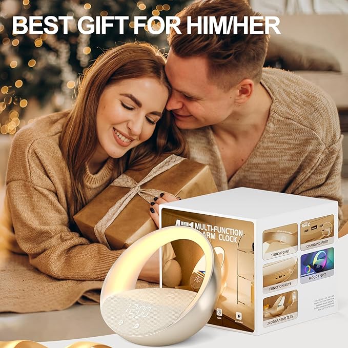 FUNFOR Bluetooth Speaker, 15W Fast Wireless Charging for Bedroom, Adjustable LED Night Light, 10W Portable Wireless Audio, Bluetooth 5.3 Speakers Wireless for iPhone, 2400mAh