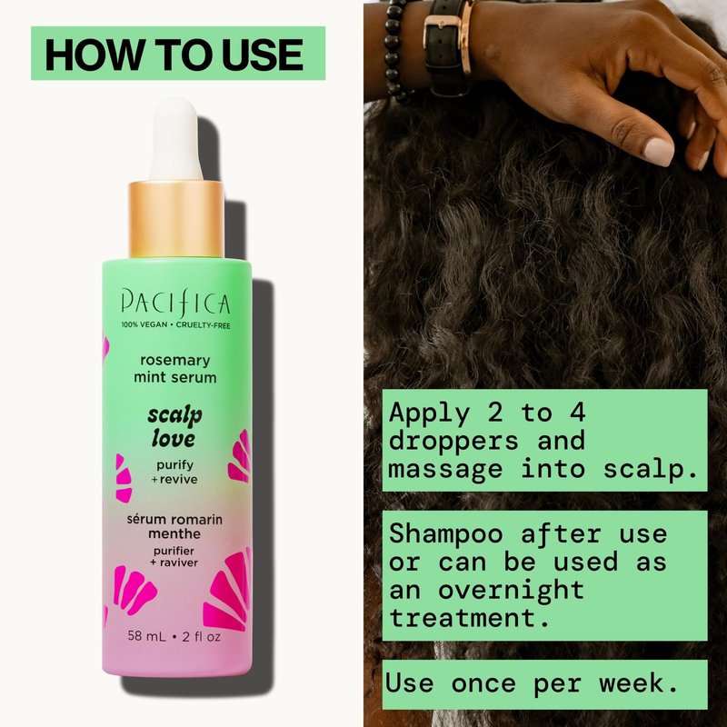 Pacifica Scalp Love Rosemary Mint Serum - Dry, Flaky, and Itchy Scalp Serum, Hydrating, Moisturizing, and Calming Treatment Formulated with Witch Hazel, Vegan and Cruelty-Free - 2 Fl Oz