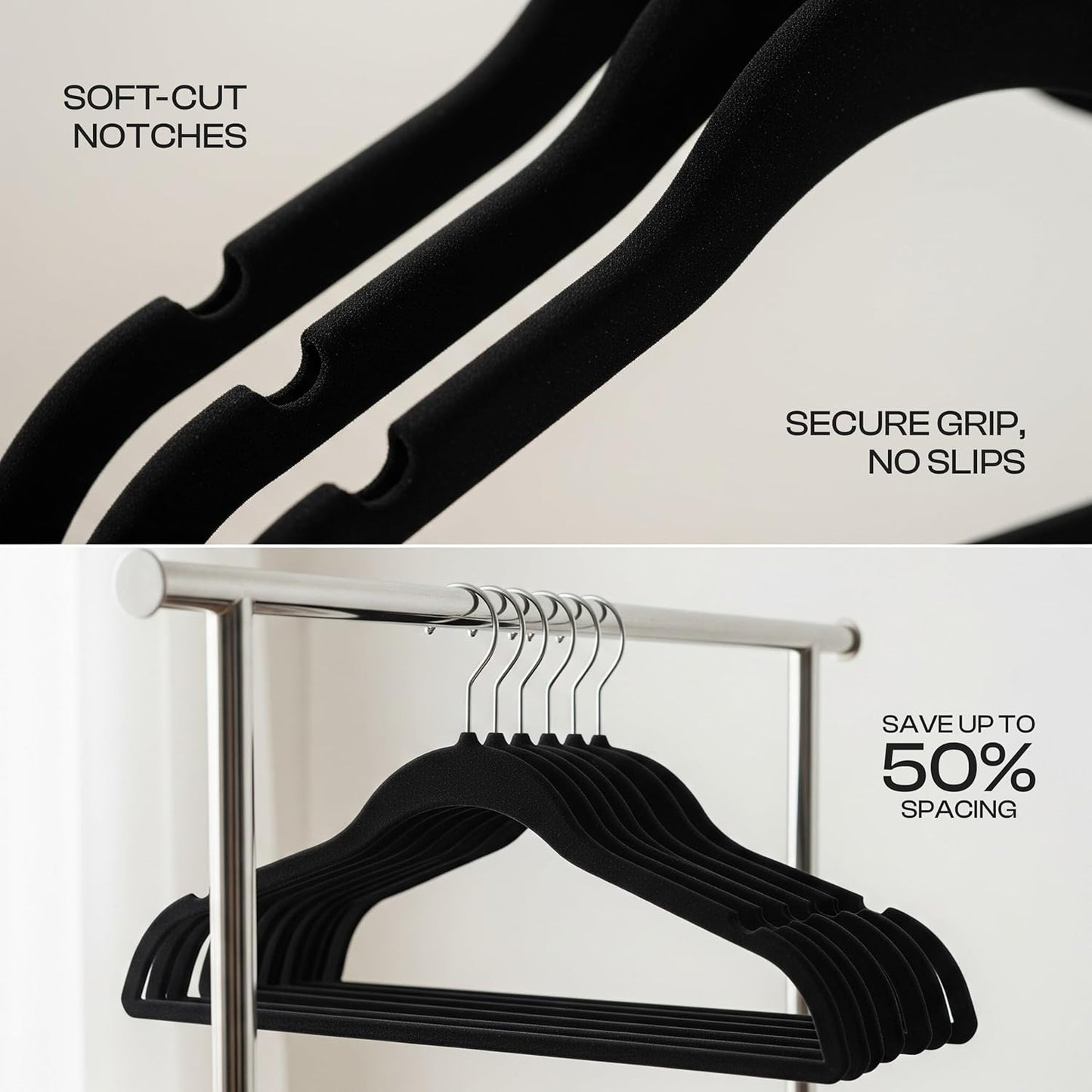 Utopia Home Velvet Hangers - Luxury Non-Slip Slim Coat & Pant Hangers, 100 Pack, 360° Swivel Hook - Black