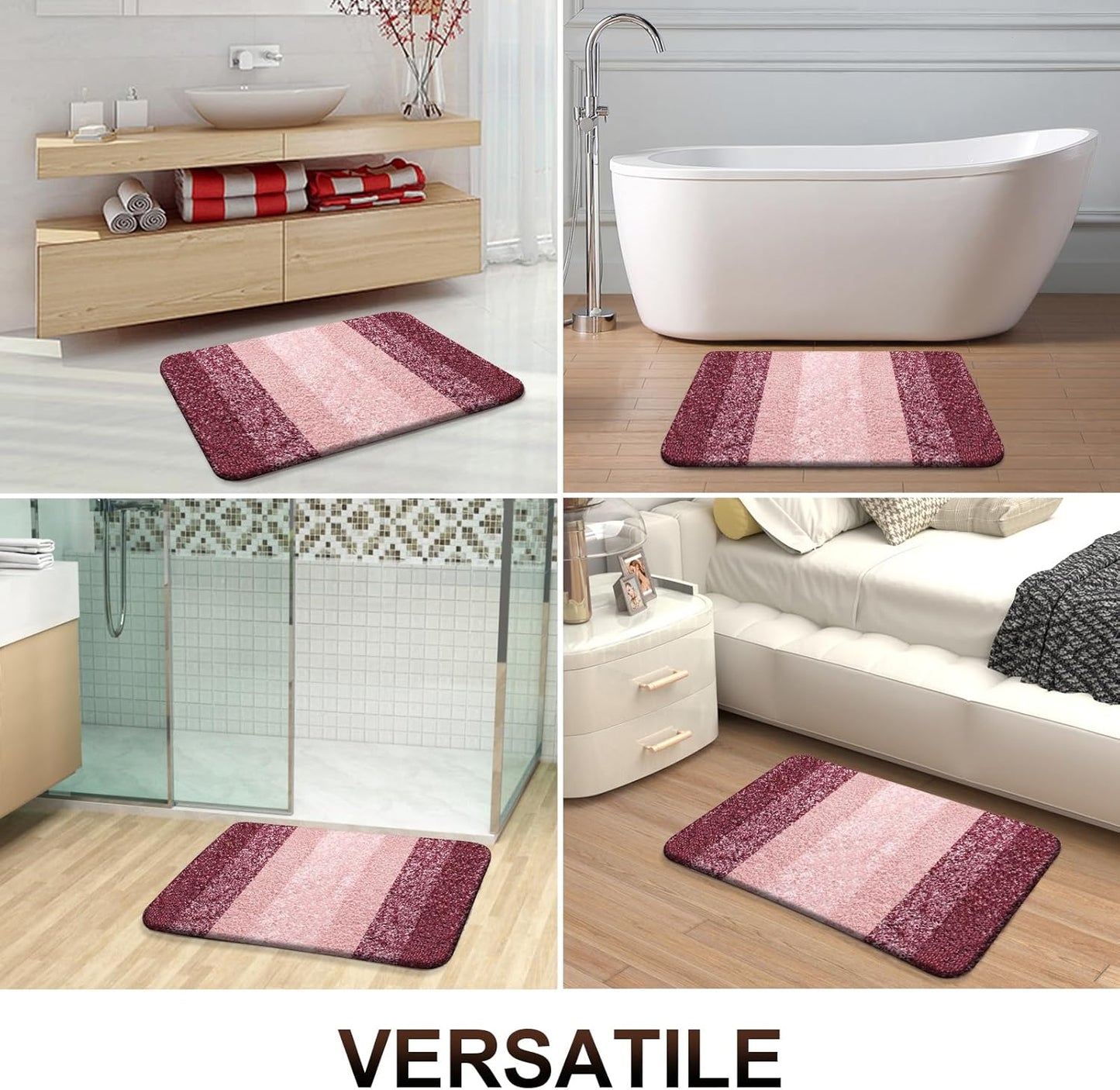 OLANLY Bathroom Runner Rug - Extra Soft Microfiber Mat | Quick-Dry, Washable, 44x24 Inches, Red