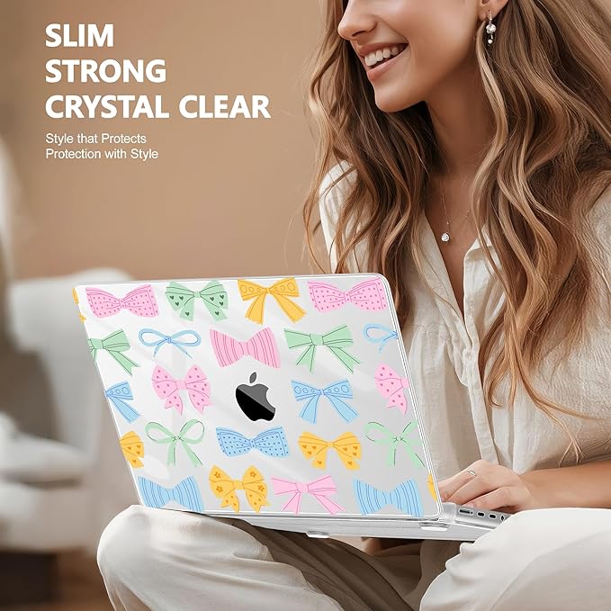 Lepeoac for MacBook Pro 16 inch Case M1 M2 M3 M4 M5 Pro/Max with Liquid Retina XDR, Release 2021-2025 2026 A3429 A3428, Hard Shell Case with Screen Protector & Keyboard Cover, Colorful Bow