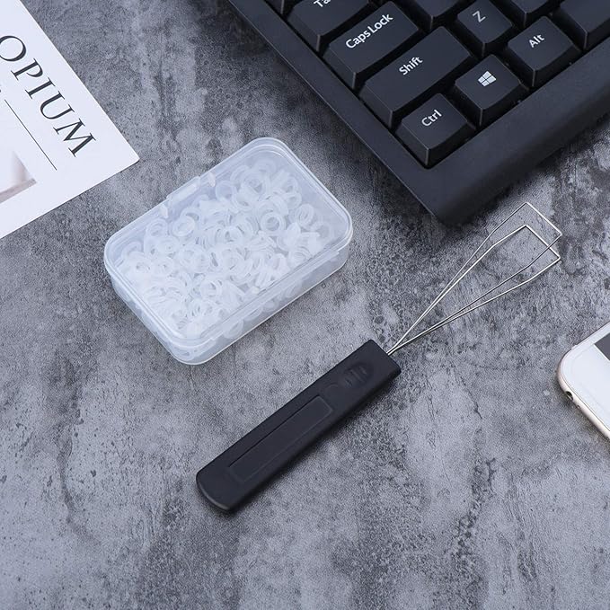 Fiada Keyboard Puller Keycap Removal Tool and 200 Pcs Rubber O-Ring Dampeners Plumbing Rubber O-Ring Seal for Switch and Mechanical Keyboard
