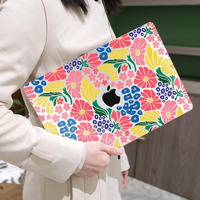 MEEgoodo Case for M5/M4/M3/M2 MacBook Air 13.6 inch 2026 2025 2024 2022, Fit Model A3449/A3240/A3113/A2681, Case Compatible with MacBook Air 13 inch, Groovy Flower