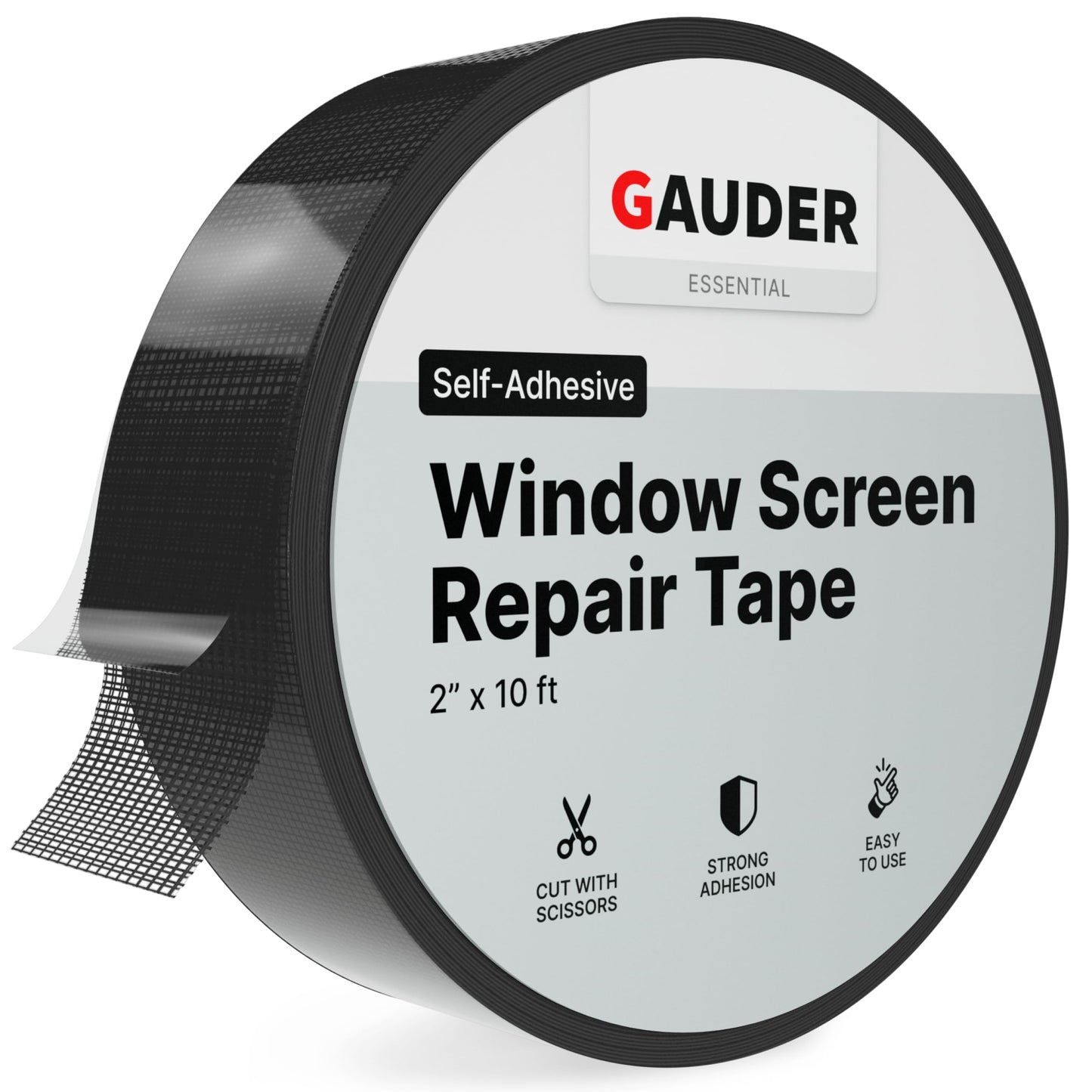GAUDER Fly Screen Repair Tape - Insect Screen Repair Set Made from Fiberglass Self-Adhesive - Patch for Door, Porch Door and Window (10 ft x 2 inches - Black)