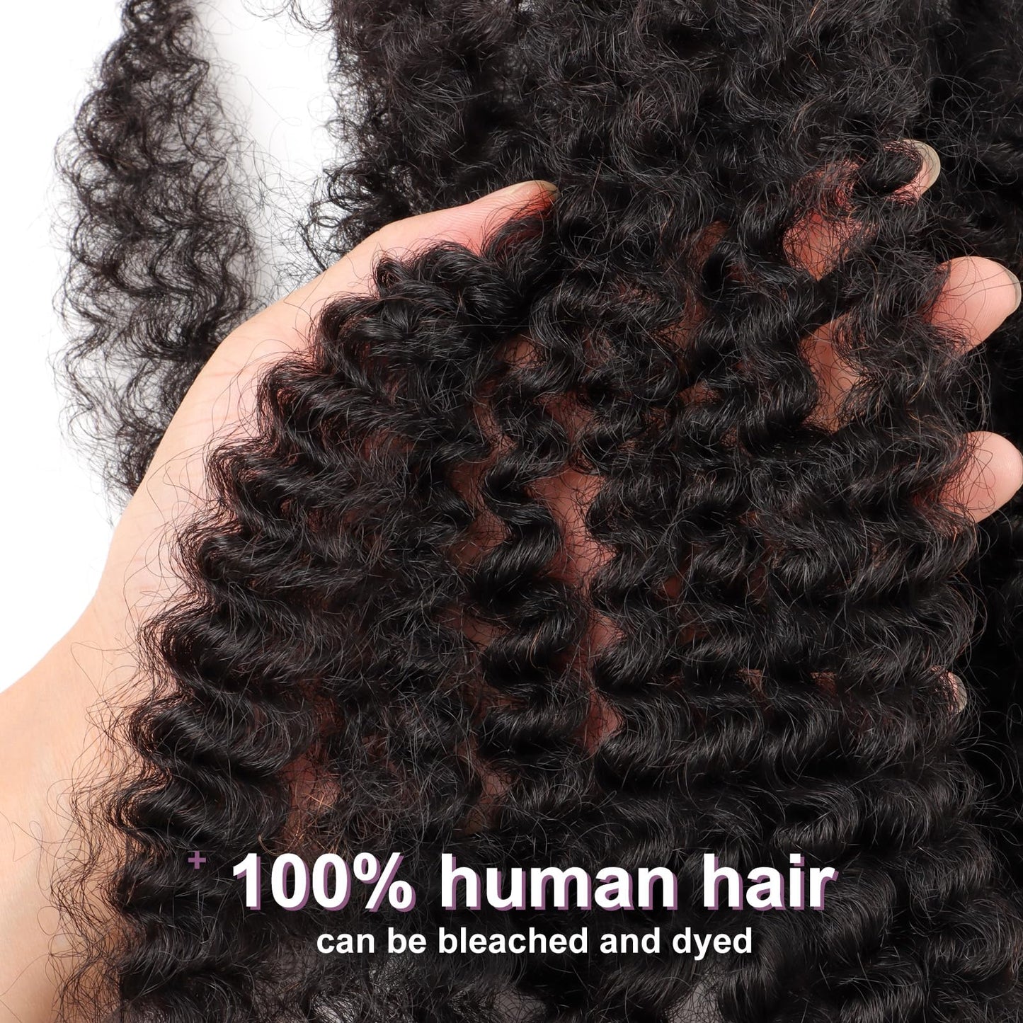 ADIASAI Afro Kinky Bulk Curly Human Hair 20 Inch 50g for Permanent Micro Locs Mini Kinky Twist Braids Loc Extensions Dreadlock Extensions Repair Locs Can Be Bleached Dyed (20inch, Natural Black)