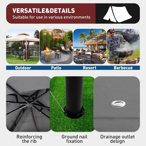 Gazebo | Gazebo Canopy Tent with UV Protection for Outdoor Parties & Events - 10'x10', Grey