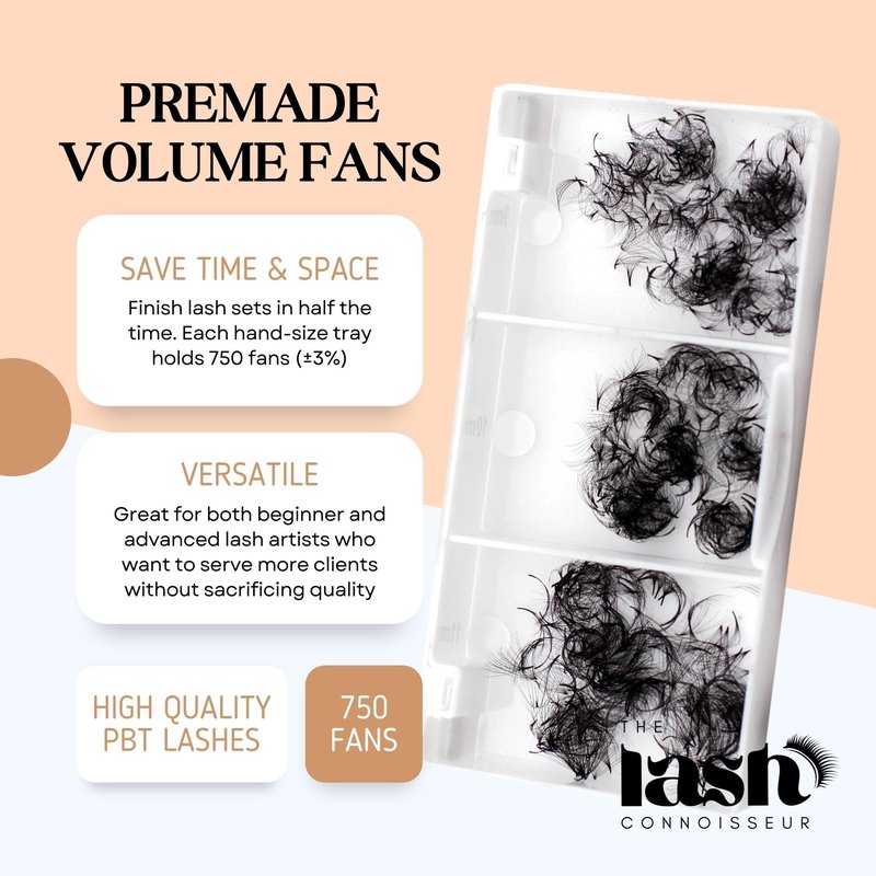 8D - D Curl 750 Fans Mixed Promade Fans Lash Extensions | TLC Lash Supplies 4D to 16D Premade Fans 7 mm to 16 mm Mixed Length Thin Base Premade Fans Eyelash Extensions (8D - D Curl, 14-15-16 mm)