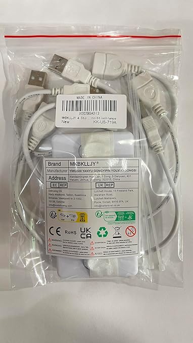 MKBKLLJY 4PCS USB Power Switch Cable USB 2.0 A Male to Female Extension Cord On/Off Adapter with Inline Rocker Switch with Cable Ties for Driving Recorder Small Desk Lamp LED Strip (White)