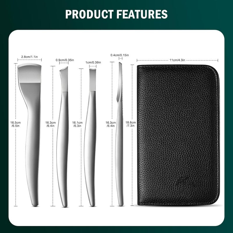 Professional Pedicure Knife Set - 4PCS Ingrown Toenail Removal Blades Kit | Stainless Steel Callus Shaver - Silver