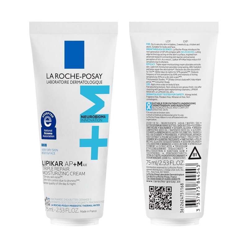 La Roche-Posay Lipikar AP+MAX Body Cream - Triple Repair Moisturizer for Dry Skin with Shea Butter & Niacinamide | Gentle Lotion for Sensitive Skin