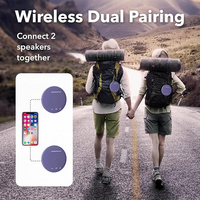 Monster IPX8 Shower Speaker Waterproof, Bluetooth 5.4 with Loud HD Sound and Robust Bass Portable Wireless Outdoor Speakers