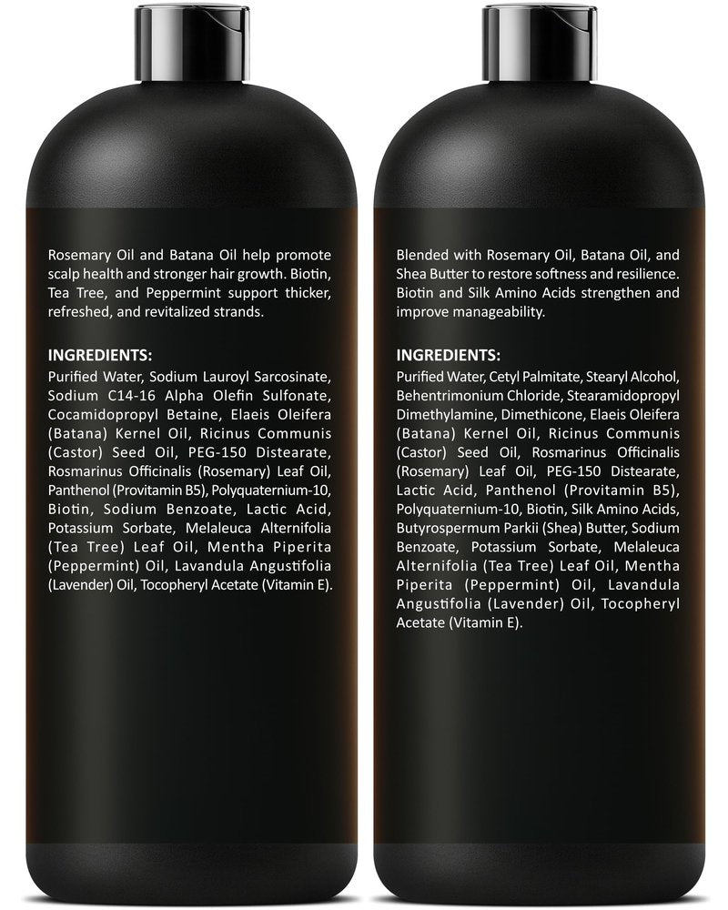 INFINA ESSENTIALS Rosemary Oil Shampoo and Conditioner Set | 16 fl oz Each | with Batana Oil & Biotin | Sulfate-Free Thickening Formula for Thinning Hair | For Men & Women