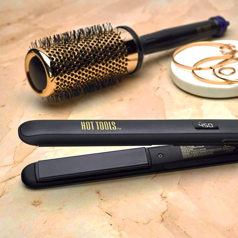 Hot Tools Pro Flat Iron - 1 Inch Ceramic & Tourmaline Plates for Sleek Hair Styling